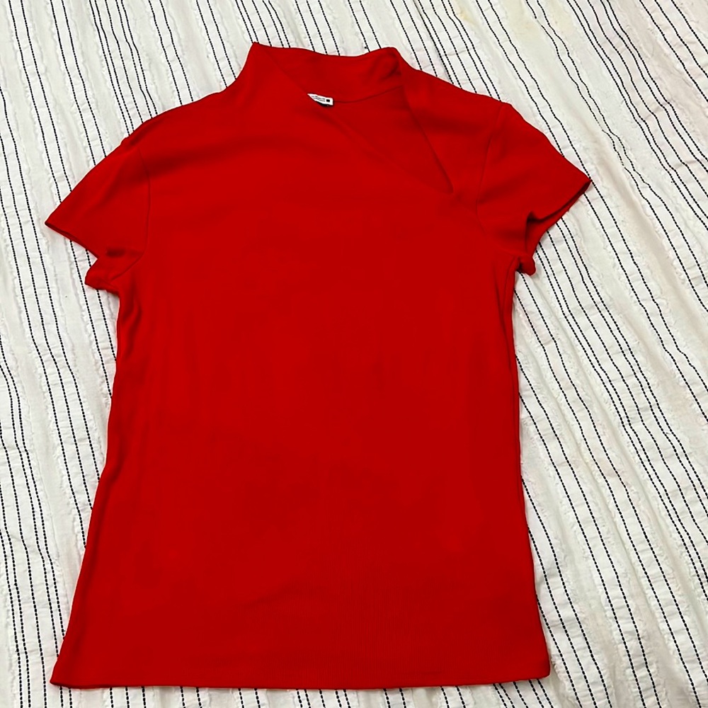 NWOT Zara rib knit top with asymmetrical neckline